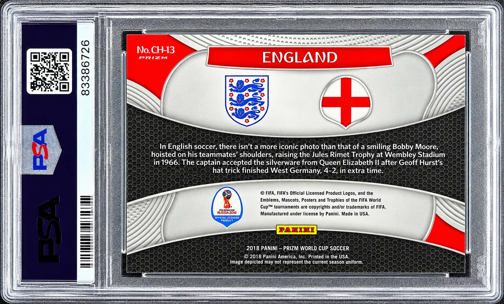 England 2018 Prizm World Cup Soccer