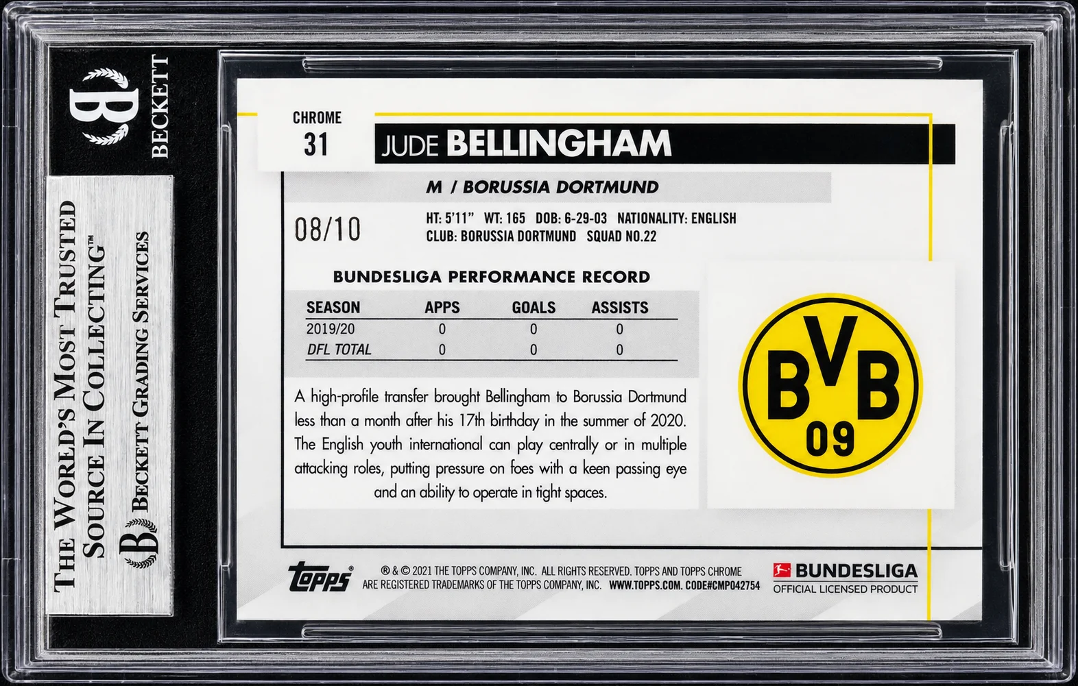 Jude Bellingham 2021 Chrome Bundesliga