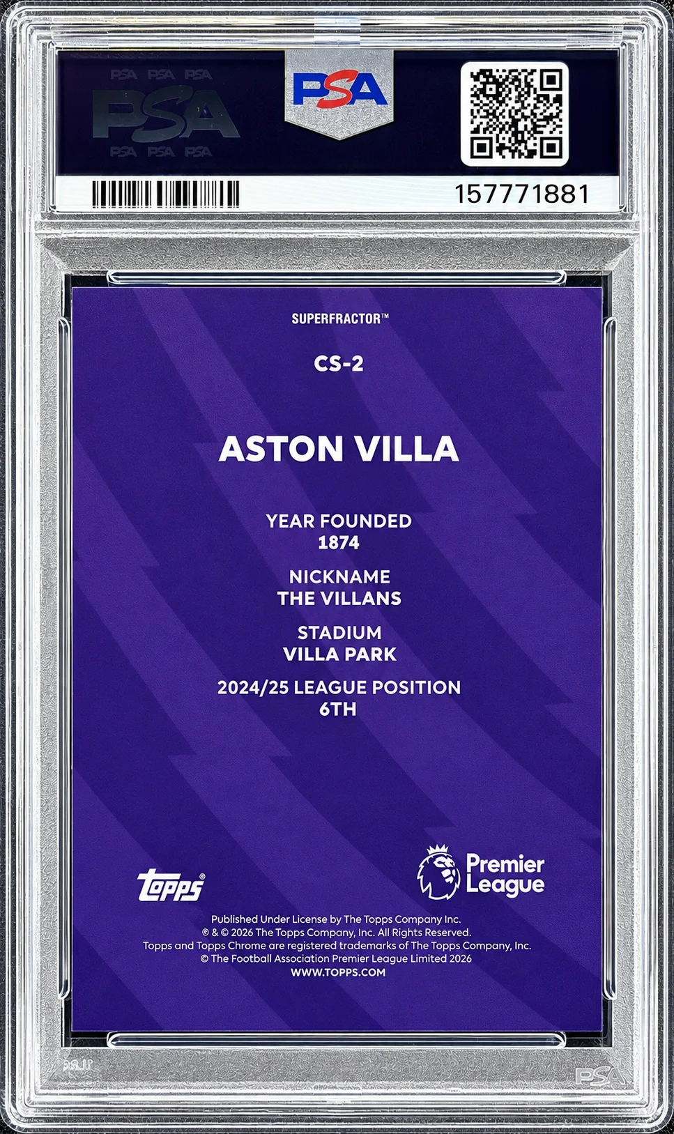 Aston Villa 2026 Topps Chrome Premier League