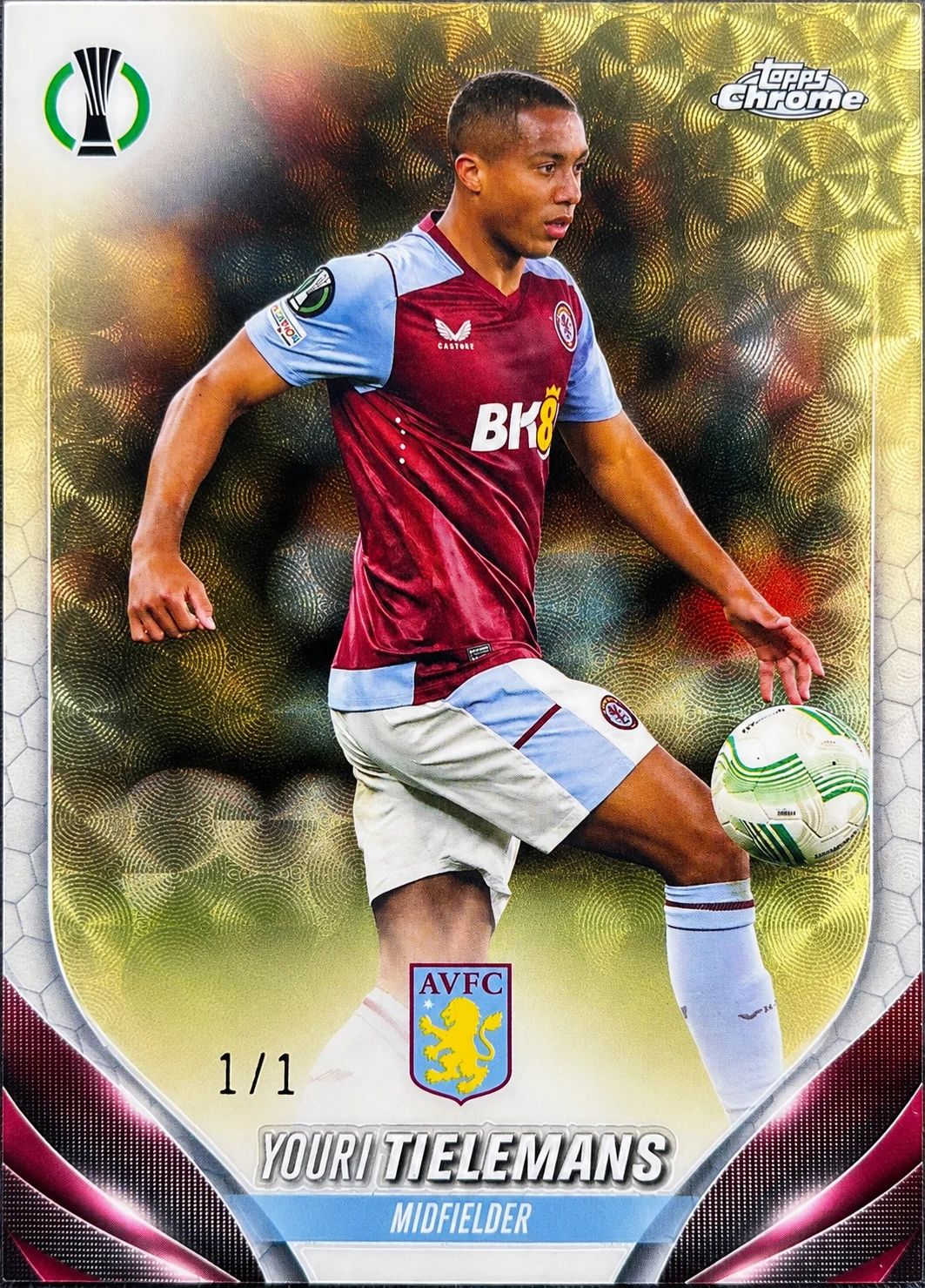 Youri Tielemans 2024 Topps Chrome UEFA Club Competitions