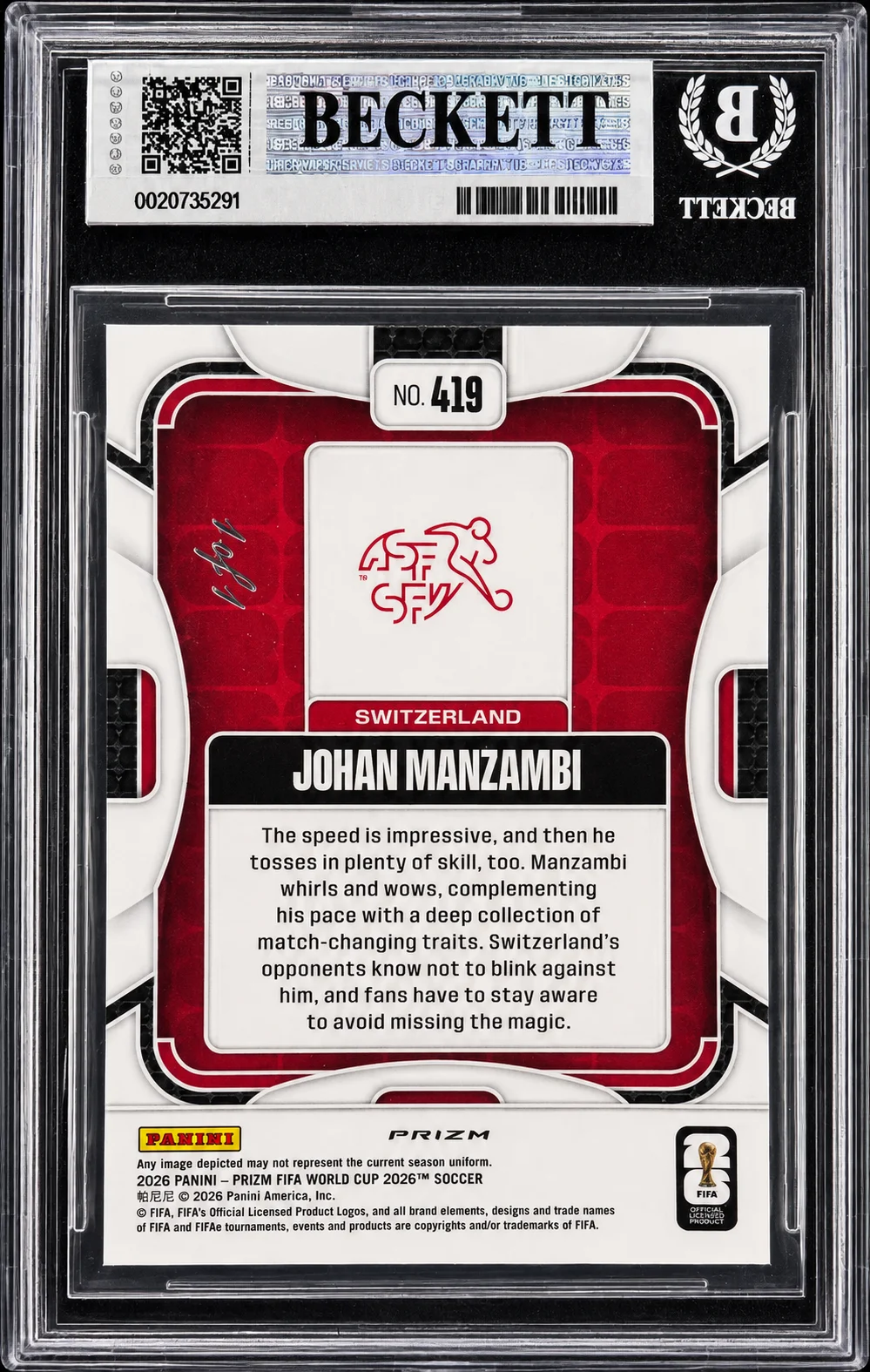 Johan Manzambi 2026 Prizm FIFA World Cup 2026