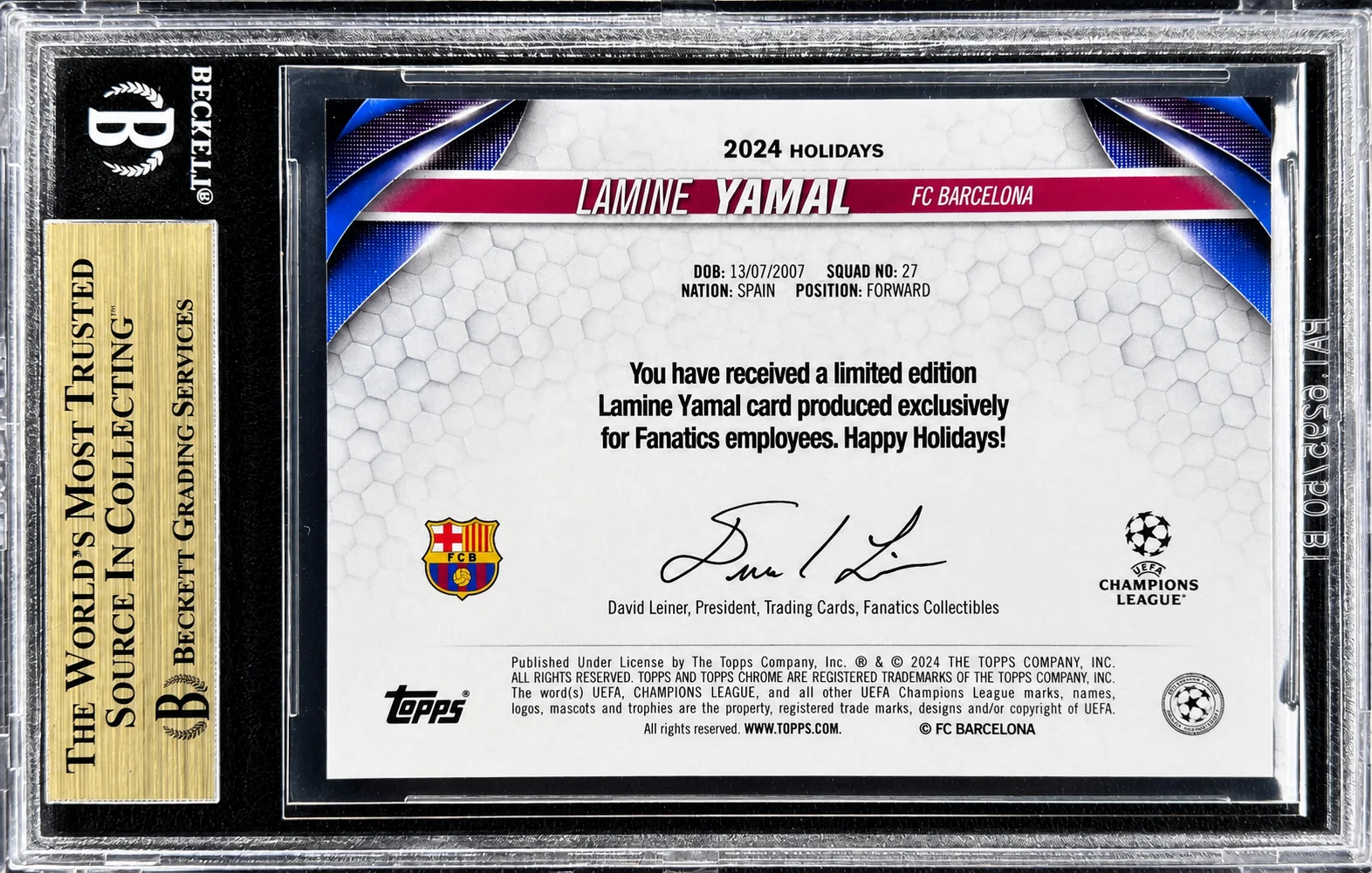 Lamine Yamal 2024 Fanatics Employee Holidays Exclusive Promo