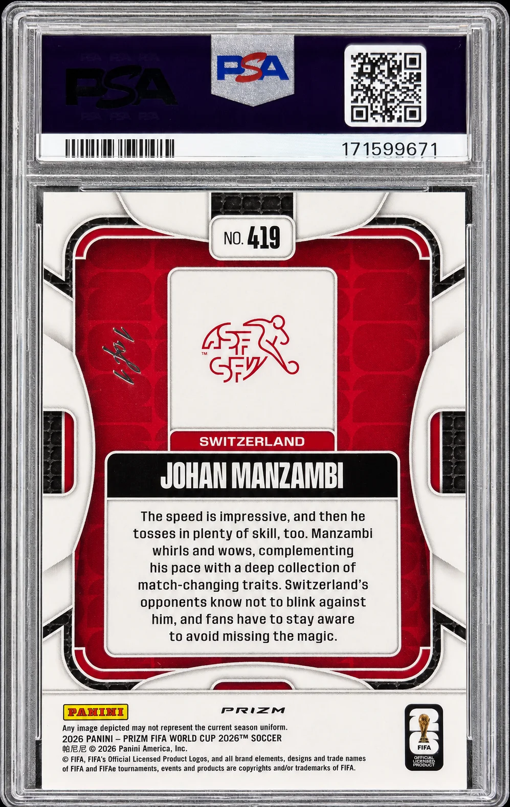 Johan Manzambi 2026 Prizm FIFA World Cup 2026
