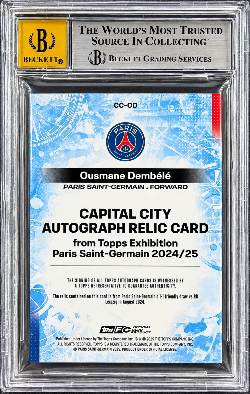 Ousmane Dembélé 2025 Topps Exhibition Paris Saint-Germain — Capital City Autograph Relics