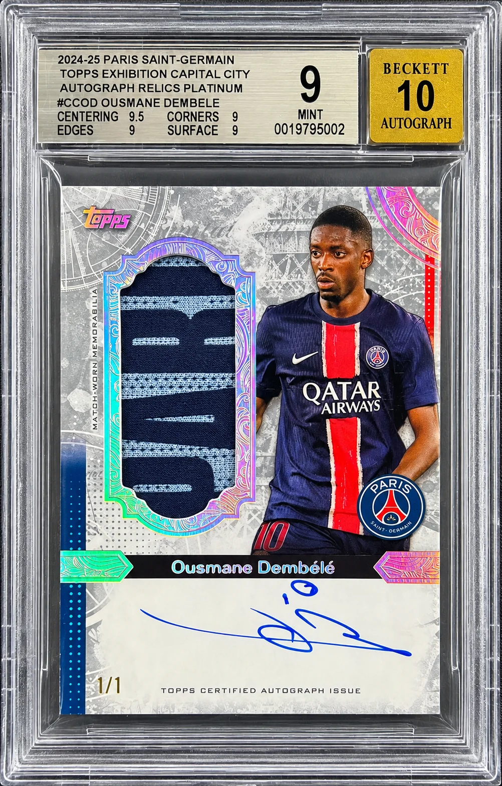 Ousmane Dembélé 2025 Topps Exhibition Paris Saint-Germain — Capital City Autograph Relics