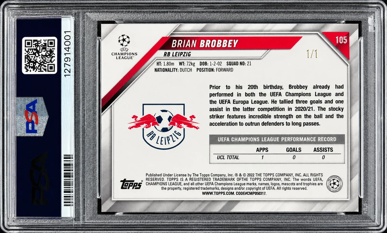Brian Brobbey 2022 Chrome Sapphire Edition UEFA Champions League