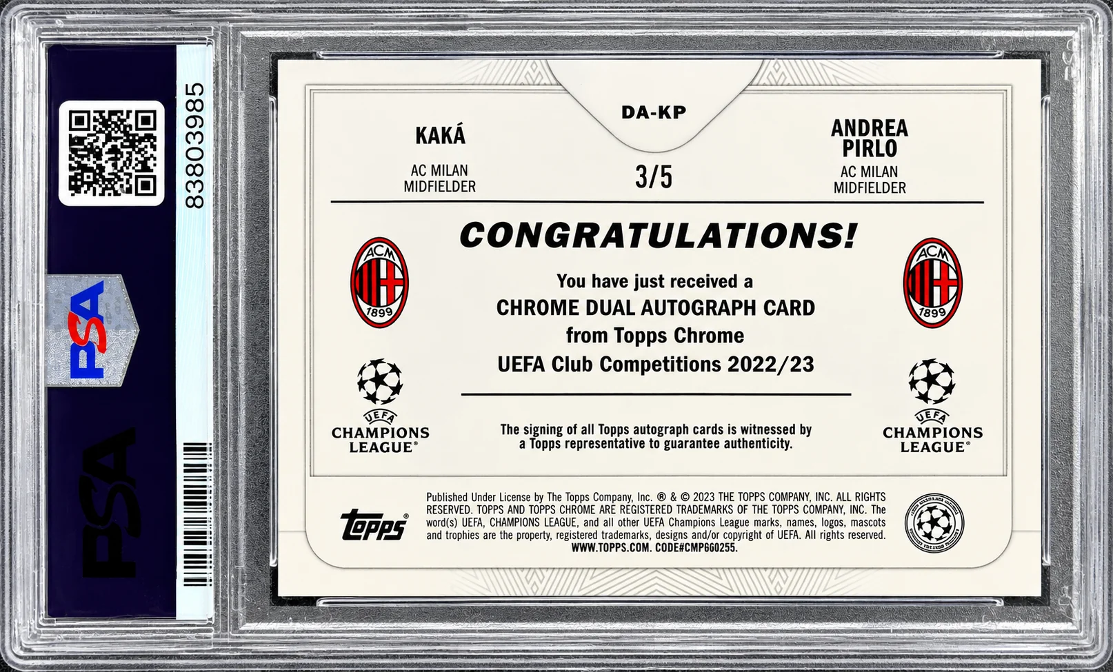 Kaká & Andrea Pirlo 2023 Topps Chrome UCC