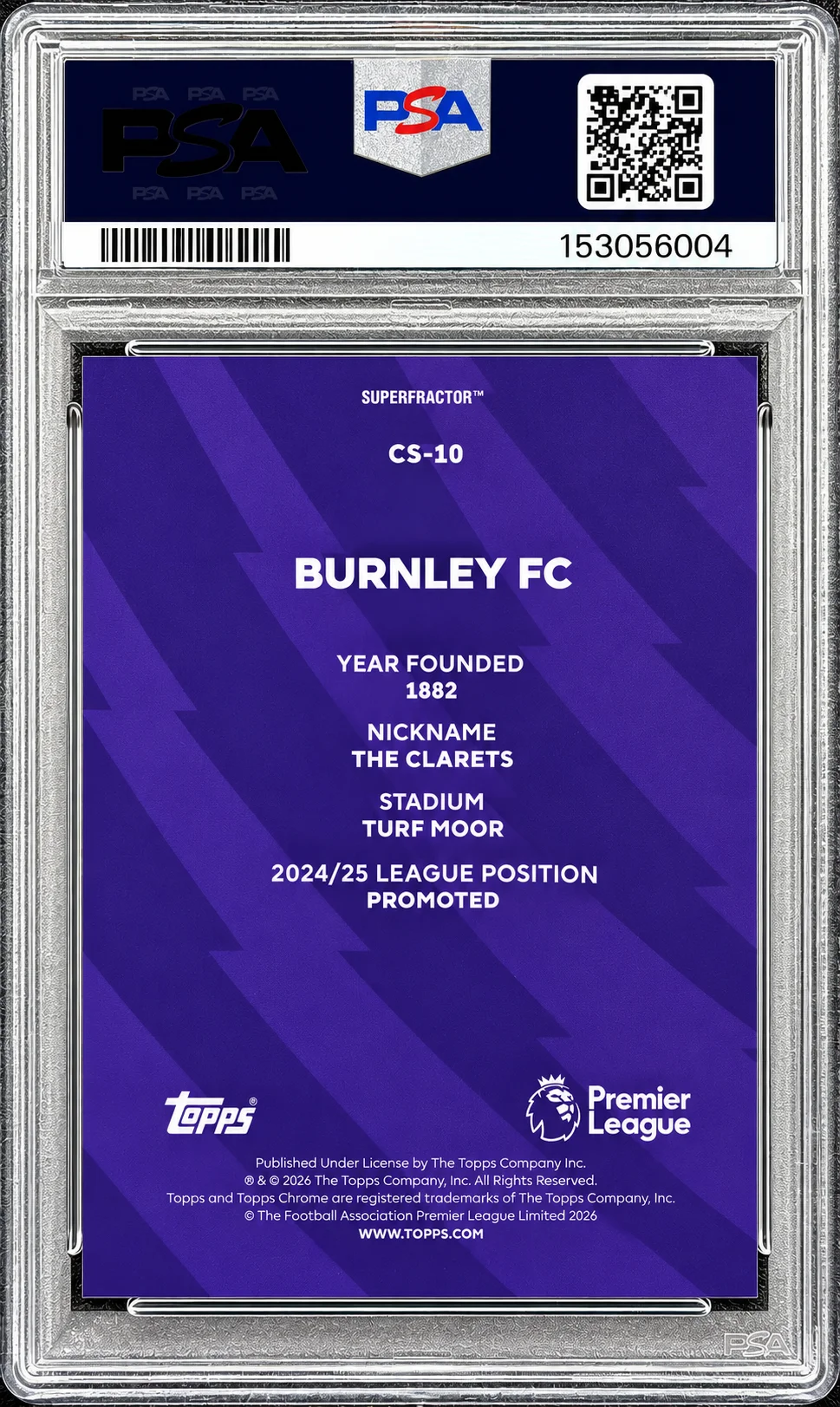 Burnley FC 2026 Topps Chrome Premier League Soccer
